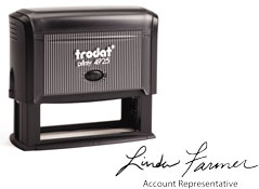 Custom signature stamps made self inking. Thousands of imprints. Upload or Email your signature to manufacture your stamp. Quality Stamp Products